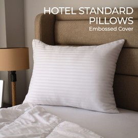 Luxury Queen Pillows 10 Pack, Cotton Cover Hotel Pillows in Bulk, Side & Stomach Sleepers, Down Alternative Microfiber Soft Plush Washable Set