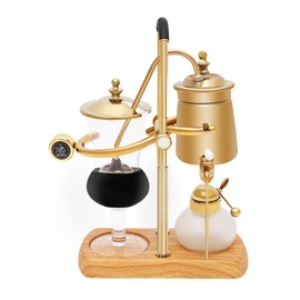 SNKOURIN Balance Syphon Coffee Maker, Vacuum Coffee Maker Brewing System, Gold Vintage Classic Belgian Royal Coffee Machine 400ml/13.53oz, for Kitchens, Coffee-Shops, and Beverage Stores, Gold