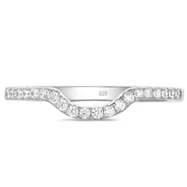 Newshe Jewellery Moissanite Wedding Band 925 Sterling Silver Eternity Rings for Women Stackable Curved Engagement Bridal Gift Size 6