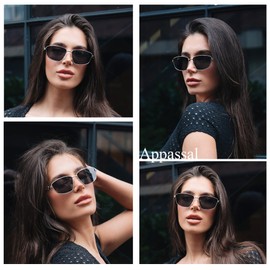 Appassal Retro Polarized Sunglasses Vintage Rectangular Metal Frame Sun Glasses AP3635,Gold/Green