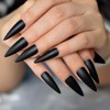 Black Extra Long Stiletto False Nails Matte Full Cover Solid