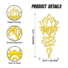 Lotus Flower Wall Decor – Gold Metal Yoga Wall Art with Lotus Design, Spiritual Home Décor Sculpture for Meditation Spaces, Living Room, Bedroom, Office