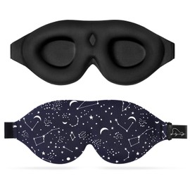 ALASKA BEAR ALASKA BEAR Sleep Mask Women Men with Molded Eye Cups, Well-Contoured 3 D Extra-Plush Soft Memory Foam Blackout Eye Mask Zero Pressure on Eyelids & Eyelashes w Earplugs Set - Silent Night Stars