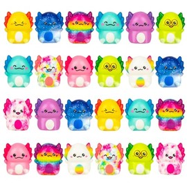 24 Pack Axolotl Slow Squishy Toys Soft Stress Relief Fidgets Toys for Kids Boys Girls Party Favors Novelty Prizes
