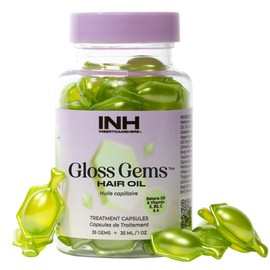 INH Hair Gloss Gems - Lightweight Hair Oil Perfume Capsules for Dry, Damaged, or Frizzy Strands, Smoothing Anti Frizz Shine Serum with Argan & Batana Oil, Vegan Leave In Treatment, 35 Capsules