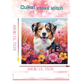 51buyoutgo Dog 11 Count Cross Stitch Kit, Complete Easy Pre Printed Counted Stamped Cross Stitch Embroidery Needlepoint Patterns Kits for Adults Beginners Kid, Simple Animal Crossstitch Point de Croix