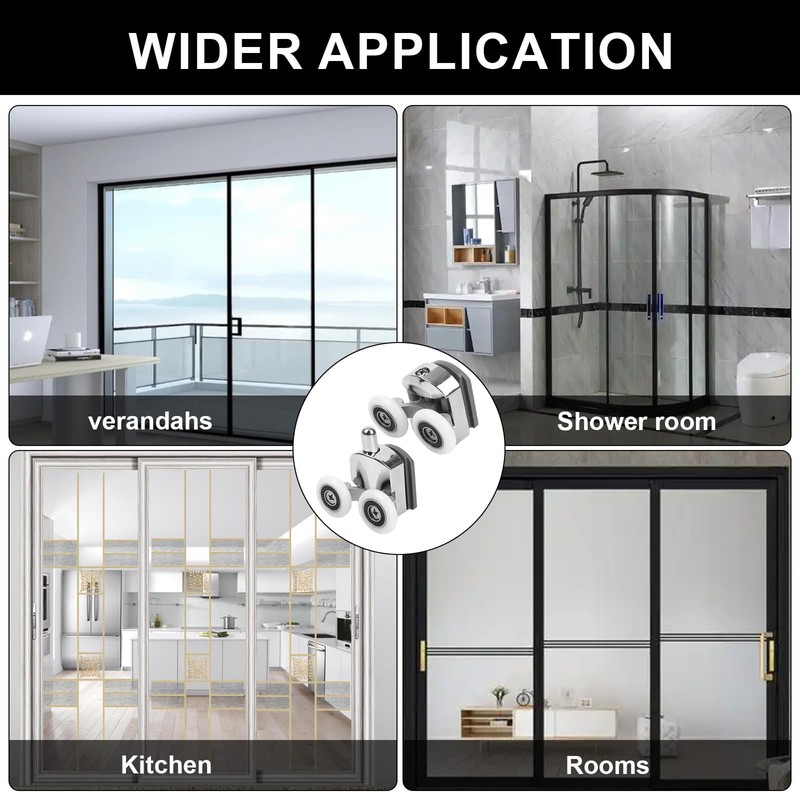 4 Pcs 23mm Shower Door Rollers for Curved Doors, Shower
