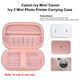 Elonbo Carrying Case for Canon Ivy 2 Mini/Canon Ivy Mini/Canon Ivy CLIQ CLIQ+ CLIQ 2 CLIQ+2 Photo Printer Portable Bluetooth Instant Camera Printer,Mesh Bag fits Photo Paper Cable,Rose Gold+Rose Gold