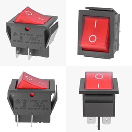 2-Pack UL Listed Rocker Toggle Switch with Wire and Red Light, ON/Off DPST 4Pin Heavy Duty 20A Illuminated Lighted Boat Switches for Home Auto Car Marine Boat, RK1-01