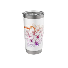 Minimalist Floral Toucan Art Sunset Gradient Bird Lovers Stainless Steel Insulated Tumbler