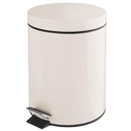 iDesign 1.3 Gallon Bathroom Trash Cream 5L Round Step Can, 8 x 9 x 11
