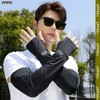 Men's Loose Plus Size Summer Sun Protection Ice Silk Arm Sleeves Breathable (UPF50)/Xxt077 Black 5ea