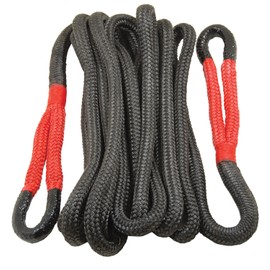CSI Accessories W304 Kinetic Recovery Rope - Universal 1in x 30ft Nylon 66 Synthetic Rope with Eyelets, 29000 lbs Break Strength, UV Resistant, for Off-Road Towing and Recovery, Black and Red