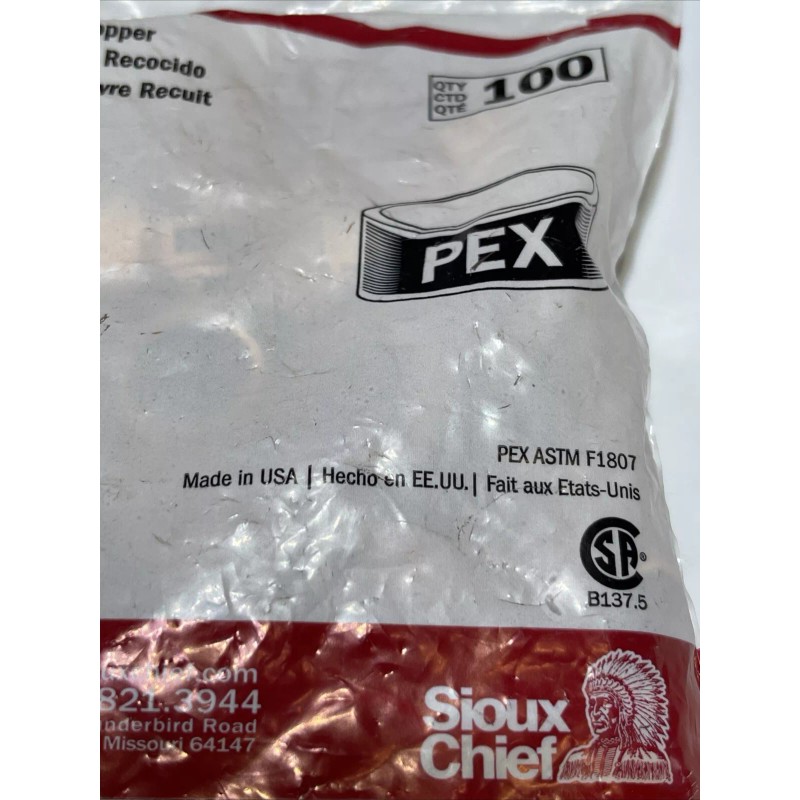 Sioux Chief Bag of 100 Sioux Chief PEX Crimp Ring