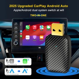 2 in 1 Wireless Carplay Adapter, Convert Factory Wired to Wireless Carplay Dongle/Android Auto Adapter, Plug & Play Bluetooth Magic Link Carplay Fast Connection for iOS 10+ / Android 10+ / Cars 2017+