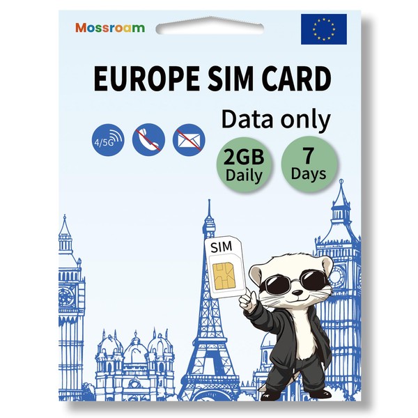 Data SIM Card for Europe Travel 7 Days 2GB Daily