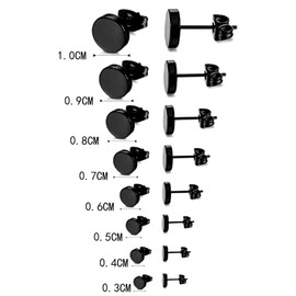 8 Pairs Mens Stud Earrings, 3mm-10mm Men Earrings Black Ear Studs Male Screw Studs Stainless Steel Ear Plugs Earrings Screw Studs Ear Rings Boys Earrings Studs Mens Barbell Earrings Dumbbell Earrings