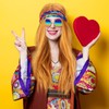 4-Piece Hippie Costume Set with Wig - Large 50lbs Capacity,