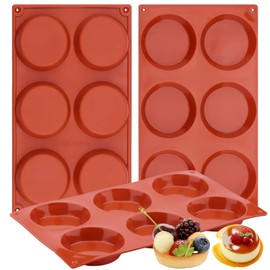 Ocmoiy Silicone Muffin Top Pans for Baking/Non-Stick 3" Round Silicone Mold for English Muffin, Corn Bread, Egg, 6 Cavities Whoopie Pie Pan Pack of 3