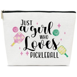 ELSGFHSU - Regalos de pickleball para mujeres, Just A Girl Who Loves Pickleball, bolsa de maquillaje de cumpleaños, idea para amantes de la pelota, jugador de equipo, artículos deportivos, artículos