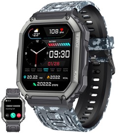 ZPIMY Men's Smart Watch with Bluetooth Call, 1.8 Inch AMOLED 5ATM Smartwatch with 100+ Sports Modes Activity Tracker, Sleep, SpO2, Smart Watch for iOS Android (Camouflage Green)