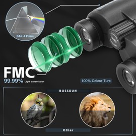 BOSSDUN 10x25 Compact Binoculars for Adults High Powered and Kids,HD Binoculars for Hunters with Low Light Vision,Easy Focus Bird Watching for Adults Outdoor Hunting Travel