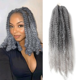 18-inch Grey Marley Twist Braiding Hair – Soft, Fluffy & Versatile Synthetic Extensions for Natural-Looking Styles, Perfect for Crochet Hair & Cuban Twist Hair