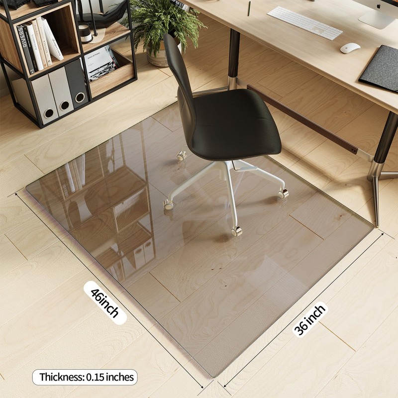 Koonmi Tempered Glass Chair Mat for Hardwood Floors & Carpets,
