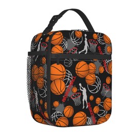 Basketball Lunch Bag Portable Basketball Lunch Box Reusable Lunch Tote Bag Gifts For Kids Boys Girls School Work Travel Picnic