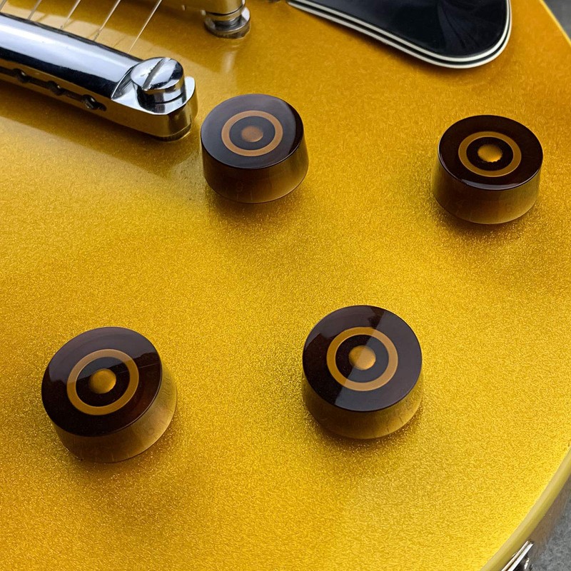 FLEOR 4pcs Amber Guitar Knobs Top Hat Volume Tone Speed