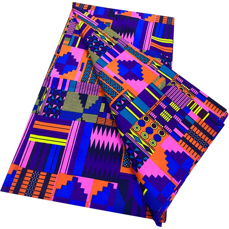Shenbolen - Tela de cera con estampado africano, 100% poliéster,