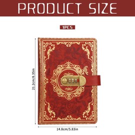 DAZZTIME Diary with Lock, 200 Pages Leather Notebook, A5 PU Leather Journal with Lock, Vintage Notebook, Vintage Lock Journal, Embossed Foil Stamped Retro Floral Diary for Women, Men