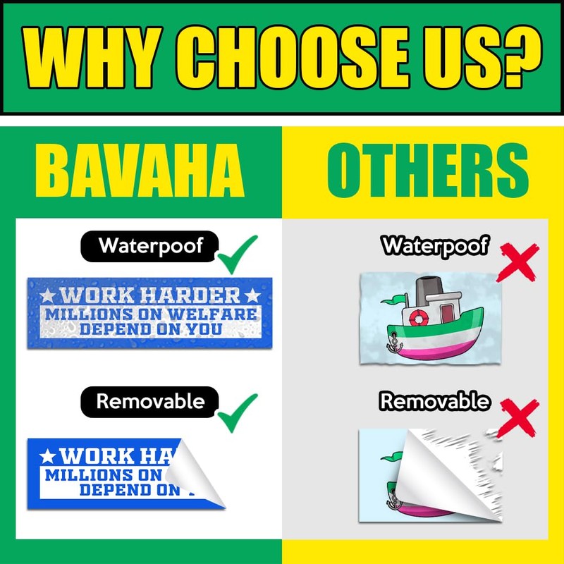 BAVAHA [11.5"x3"] Work Harder Millions On Welfare Depend On You
