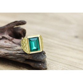 HIJONES Men's Women's Gold-Plated Silver Birthstone Ring Stainless Steel, Stainless Steel