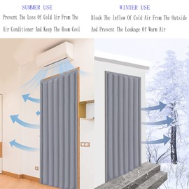 Thermal Insulated Door Curtain for Winter Buokaiw Soundproof Windproof Waterproof Door Cover with Thicken Cotton Fill, Fits Front/Back/Sliding Doors,Grey(W31.49*H82.68 in/80 * 210cm)