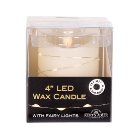 Kurt S. Adler 4-Inch Battery-Operated Flicker Flame White Candle with Fairy Lights