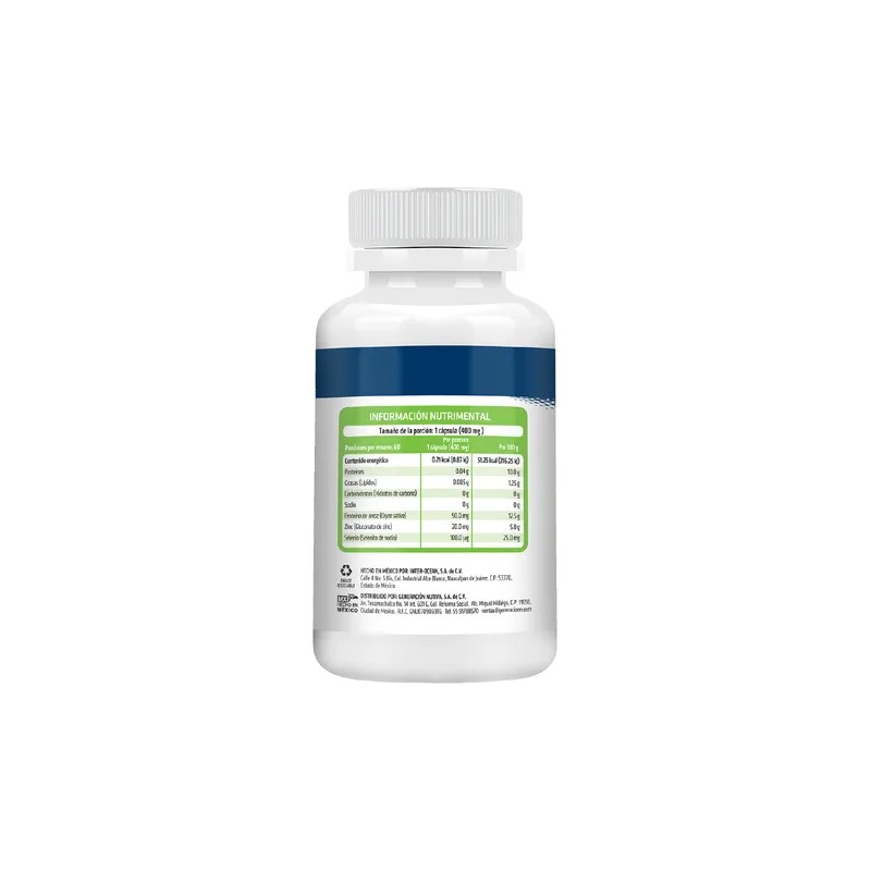 Zinc + Selenio Max Antioxidante 60 Cápsulas De 400 Mg