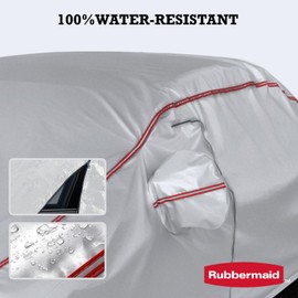 10-Layer Waterproof Car Cover– All Weather Full Exterior Vehicle Cover with Driver Door Zipper, Windproof Straps, UV & Snow Protection, Universal Fit (See Size Chart Before Purchase)