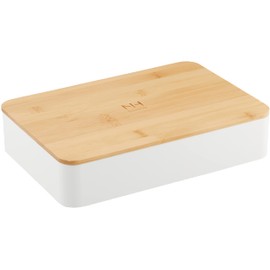 Showa NH home Shokado Bamboo Lunch Box, Simple, White, 1-Tier, Large Capacity, 2 Small Boxes, 5.1 fl oz (1,460 ml) 4913001