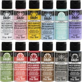 FolkArt Multi-surface Satin Acrylic Craft Paint Set, Pastel Favorites, 2 fl oz, 12 Piece Set