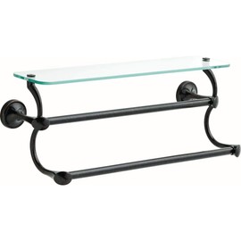 18 in. Glass Shelf with Double Towel Bar in Venetian Bronze