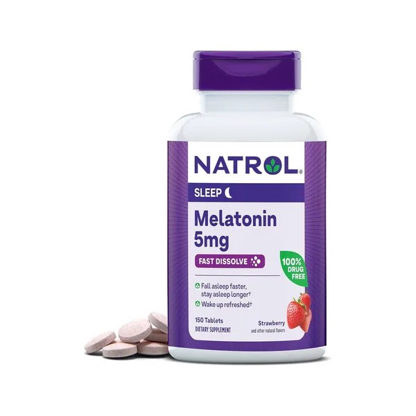 Natrol Sleep Melatonina 5mg 150 Tabletas Sabor Fresa