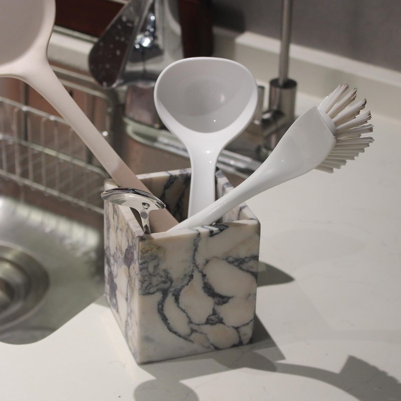 Genuine Calacatta Viola Marble Toothbrush Holders for Bathroom, Natural Marble