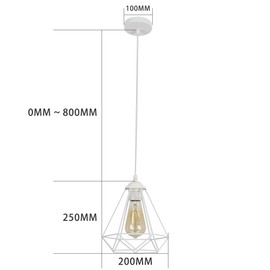 Industrial Pendant Light Pendant Lamp Vintage Cage Lampshade White Hanging Lamp, E27 Lamp Socket Type, Retro Lampshade Light for Kitchen, Bedroom, Bar, Salon, Restaurant, Bar, Living Room