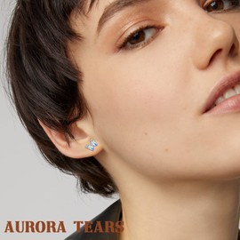 Butterfly Heart Studs Earrings Women 925 Sterling Silver Animal Butterflies April Birthstone Diamond Earring Stud Crystal Wedding Birthday Jewelry DE0253W