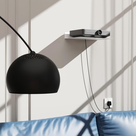 PzewMo Floating Metal Wall Mount Shelf,Shelf for Projector,TV Cable Box,Router,Speaker,Sound Bar,Camera,Gaming,Decor Display (White, 12.6" x 7.9")