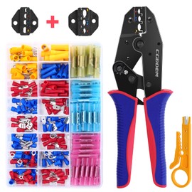 CGBOOM Crimping Pliers Cable Lugs Set, Crimping Pliers Wire End Ferrules Set with 200 Pieces Cable Lugs and 100 Pieces Butt Connectors, Crimping Tool with 1 Replacement Part for 0.5-6 mm² Cable Lugs