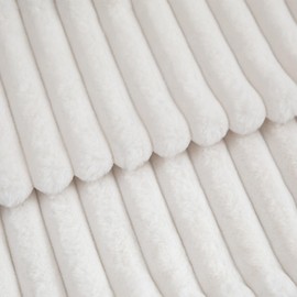 Mandioo Pack of 2 Decorative Cushion Covers 30cm x 50cm Faux Fur Striped Plush Soft Throw Pillow Covers Pillow Cases Bedroom Living Room Sofa Home 18x18 Inch Cream White