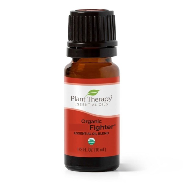 Plant Therapy Organic Fighter Essential Oil Blend 100% Pure, Undiluted, Therapeutic Grade 10 mL (1/3 oz)