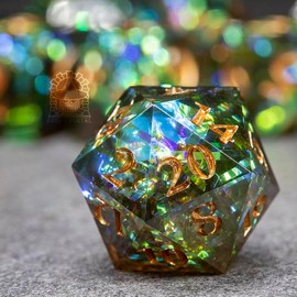 Sage’s Portal Exaltations DND Dice Set Resin Sharp Edge Polyhedral Dice for Dungeons and Dragons Pathfinder TTRPG (Forest Glade)